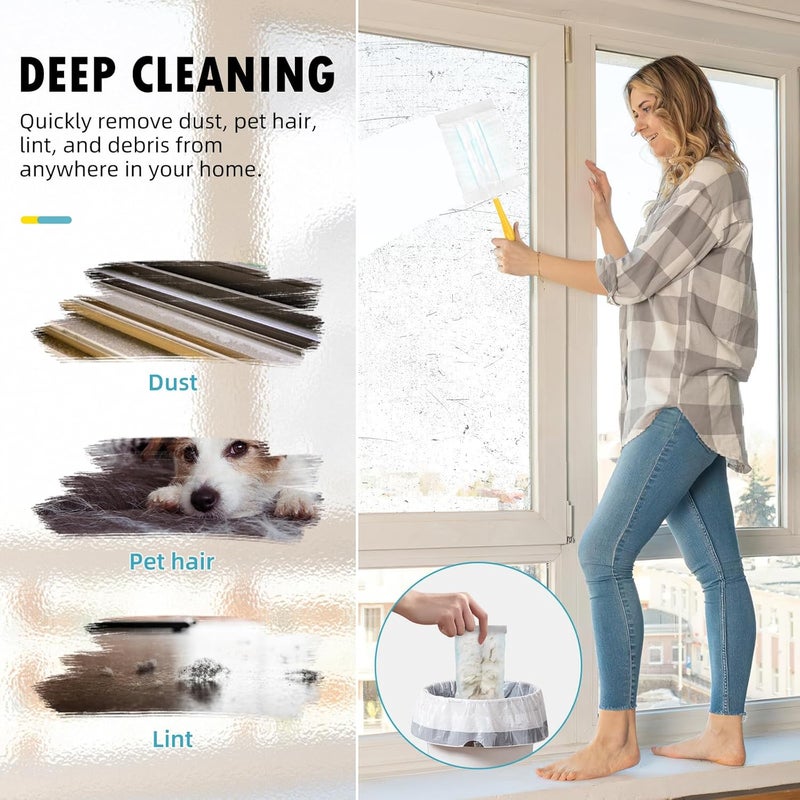 BTRSOLUS 60 Count 180° Duster Refills Compatible with Dusters 180 Handle Dusters, Heavy Duty Multi-Surface Duster Replacement with 1 Extra Handle, Unscented - Image 4